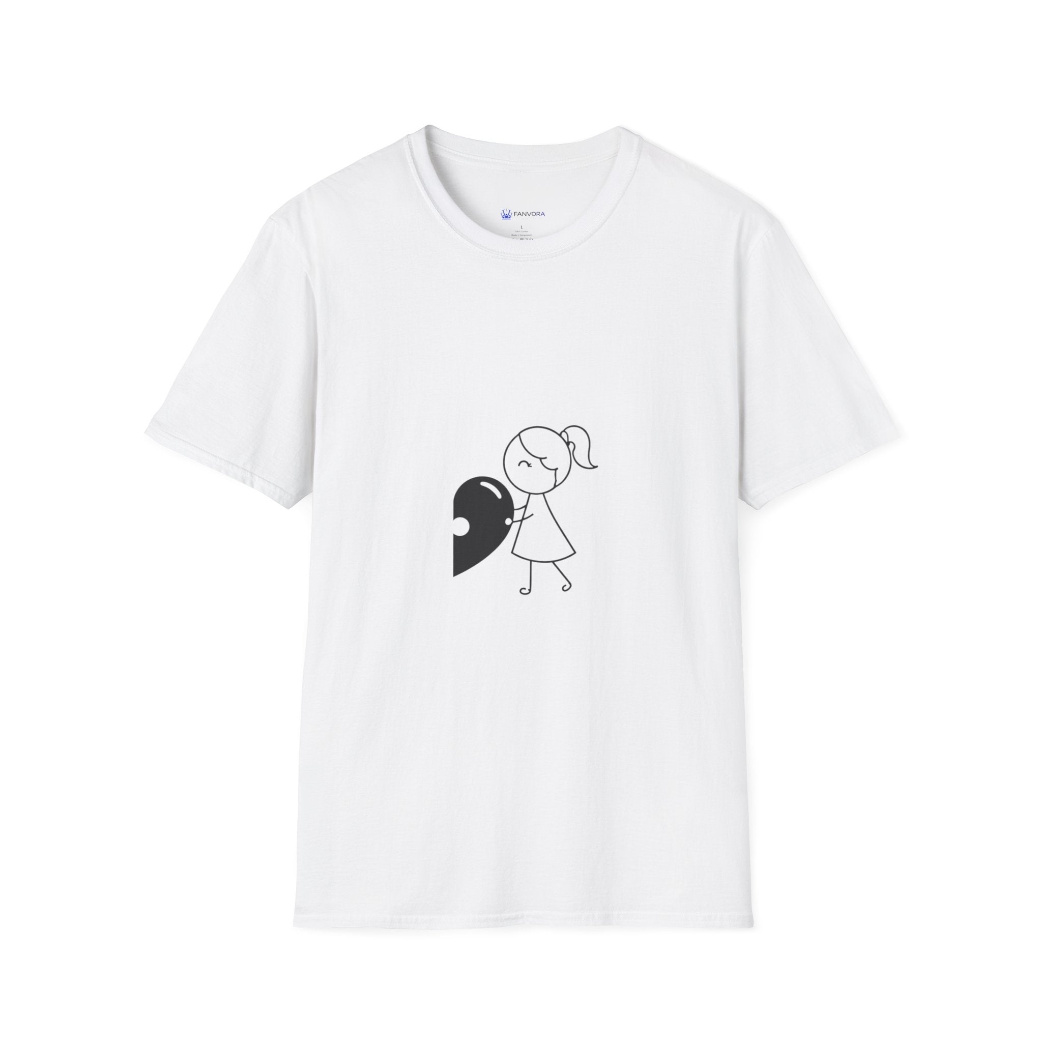T-Shirt — Minimal Cute Girl Holding Heart Graphic Tee