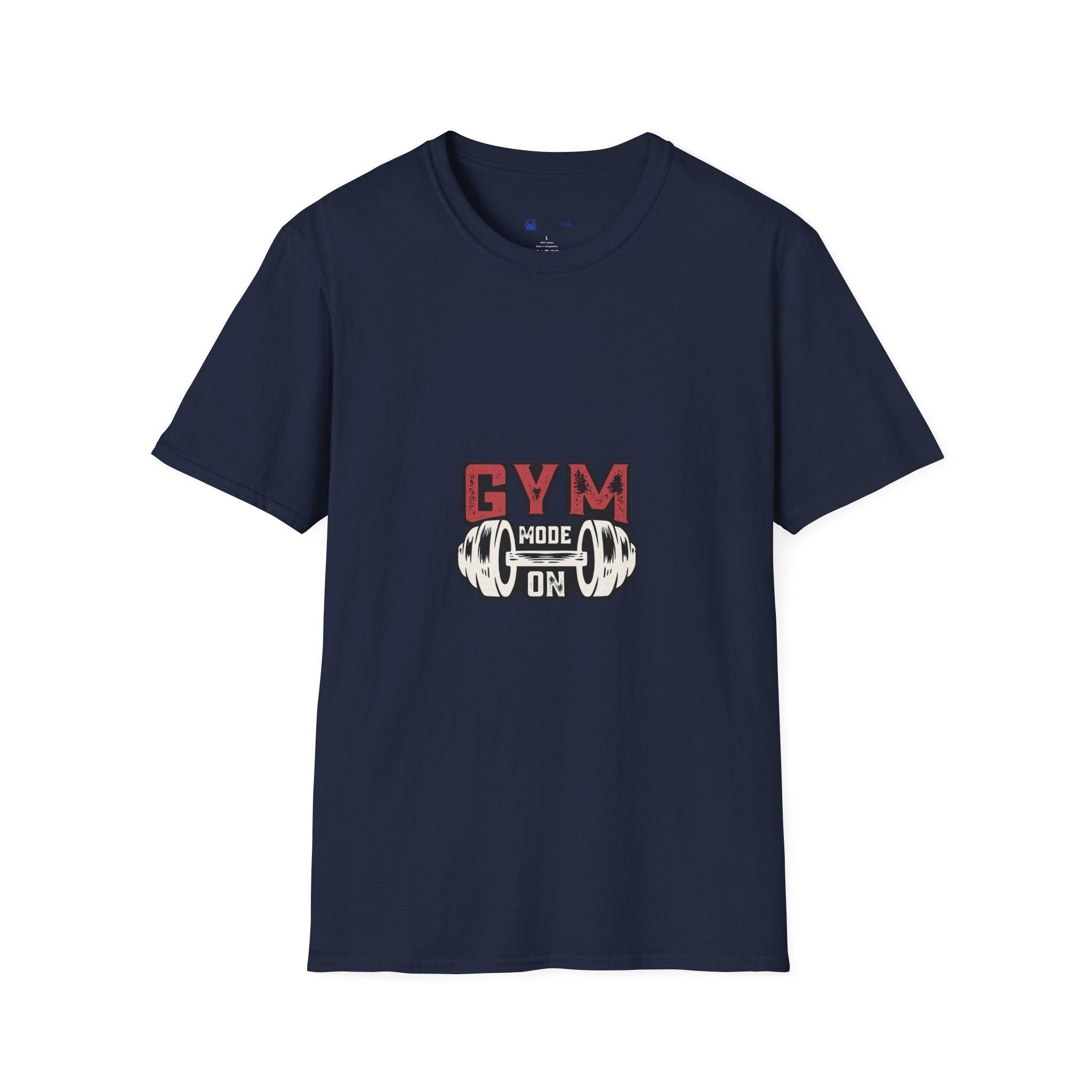 Gym Mode T-Shirt — Fitness Workout Tee with Dumbbell Graphic