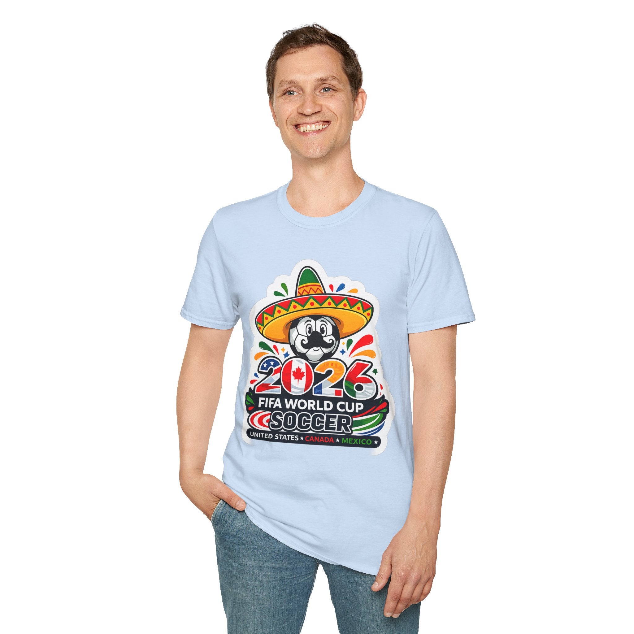 Soccer 2026 Soccer T-Shirt — Colorful Sombrero Mascot Design
