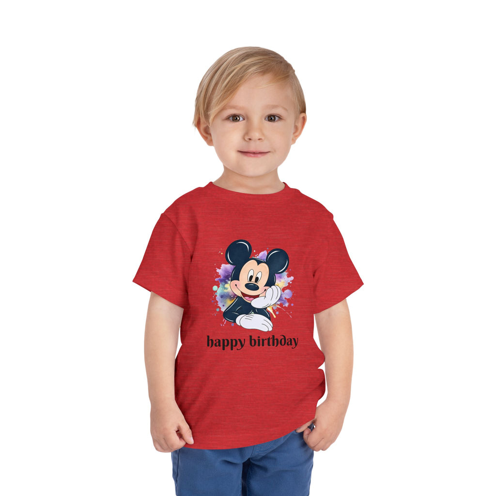 Toddler Tee — Cute Mickey "happy birthday" Birthday Shirt for Kids
