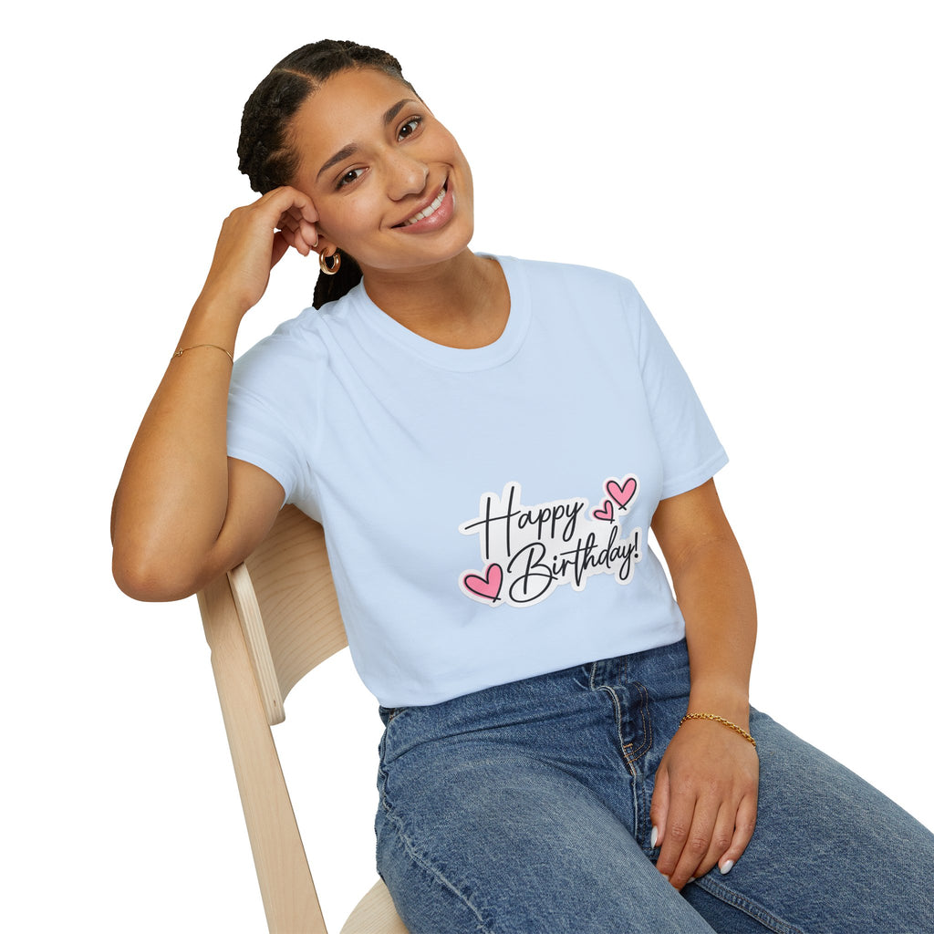 Birthday T-Shirt — "Happy Birthday" Heart Graphic