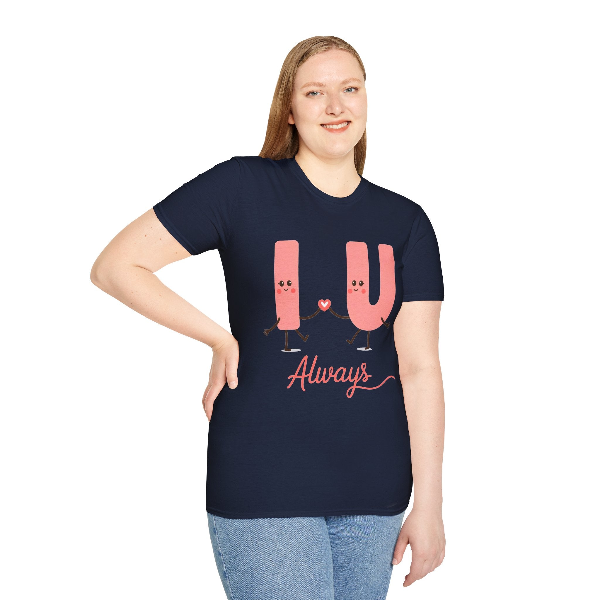 T-Shirt – Cute 'I  U Always' Kissing Letters Valentine's Tee