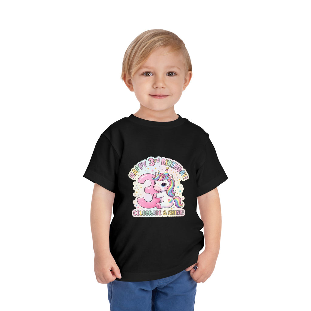 Toddler Unicorn 3rd Birthday Tee — "Happy 3rd Birthday!" Celebrate & Sparkle