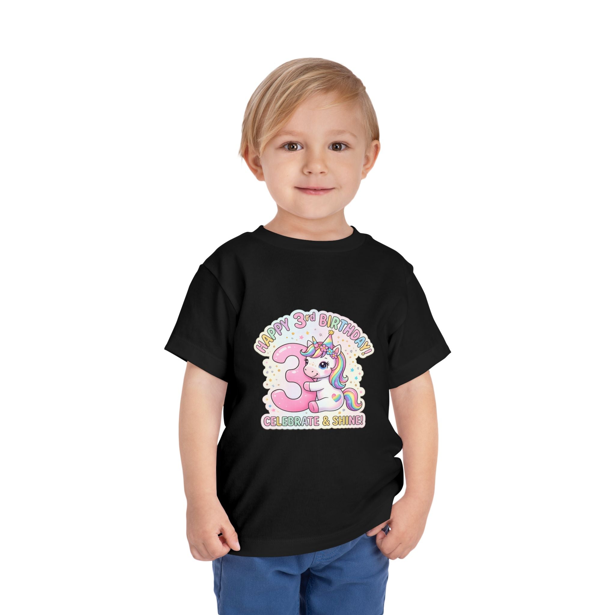 Toddler Unicorn 3rd Birthday Tee — "Happy 3rd Birthday!" Celebrate & Sparkle