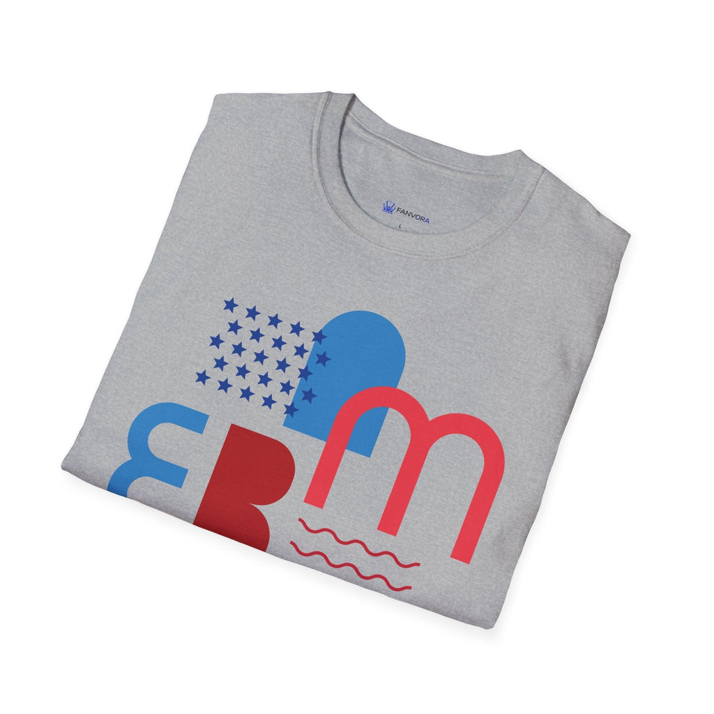 Red and blue patriotic typography tee