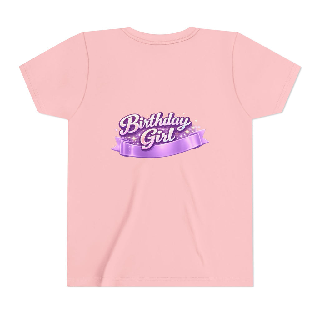 Girls' 5th Birthday Tee - 'Happy Birthday' Glitter Stars Design