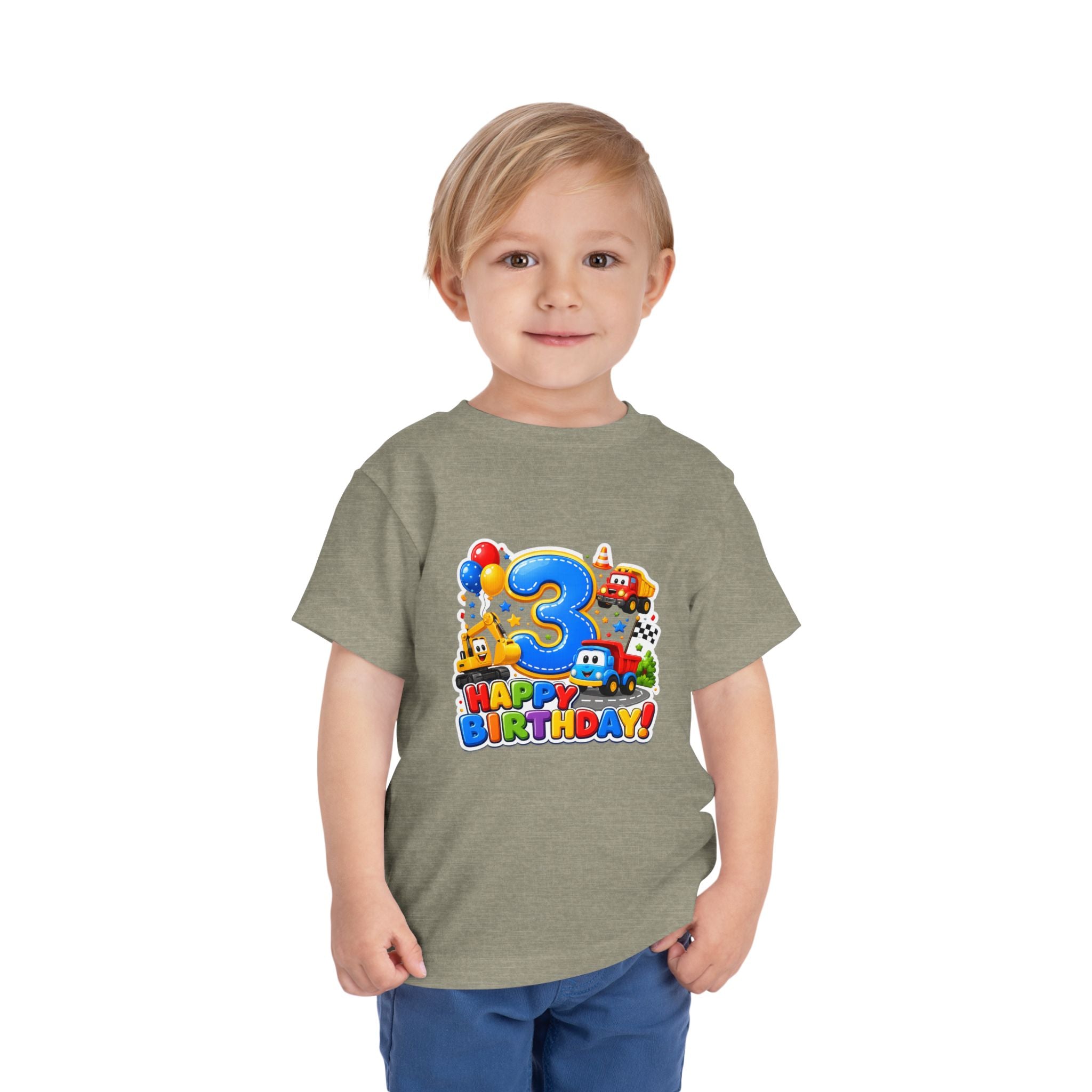 Toddler Birthday Tee — "3" Race Car Happy Birthday Shirt