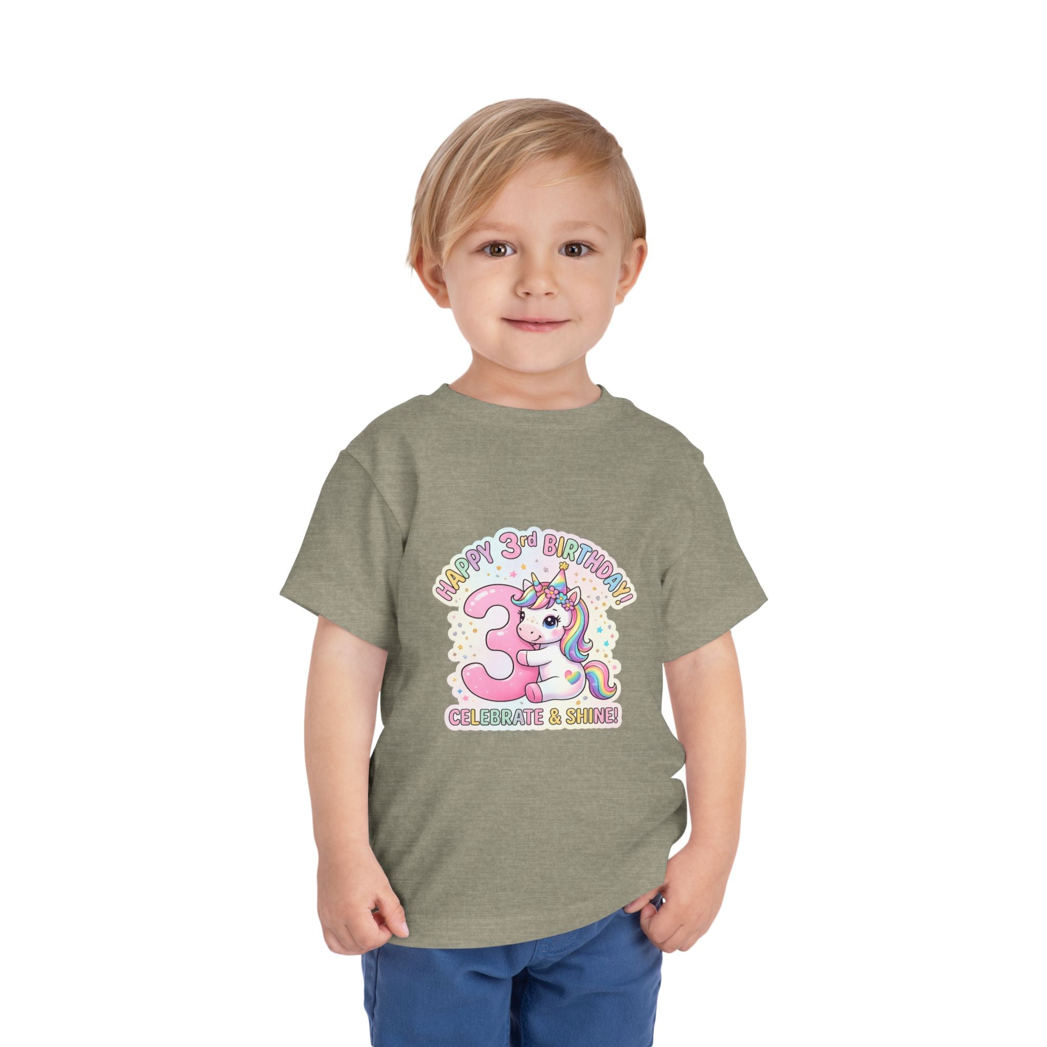 Toddler Unicorn 3rd Birthday Tee — "Happy 3rd Birthday!" Celebrate & Sparkle
