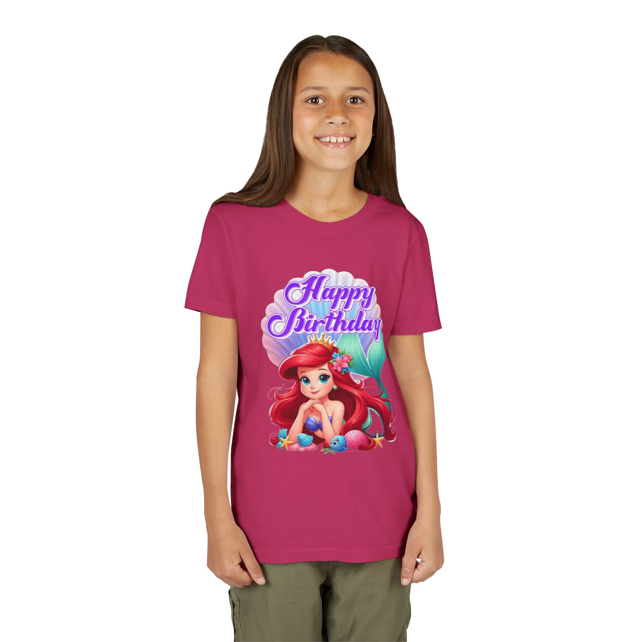 Birthday Youth Tee - Cute Mermaid "Happy Birthday" Graphic