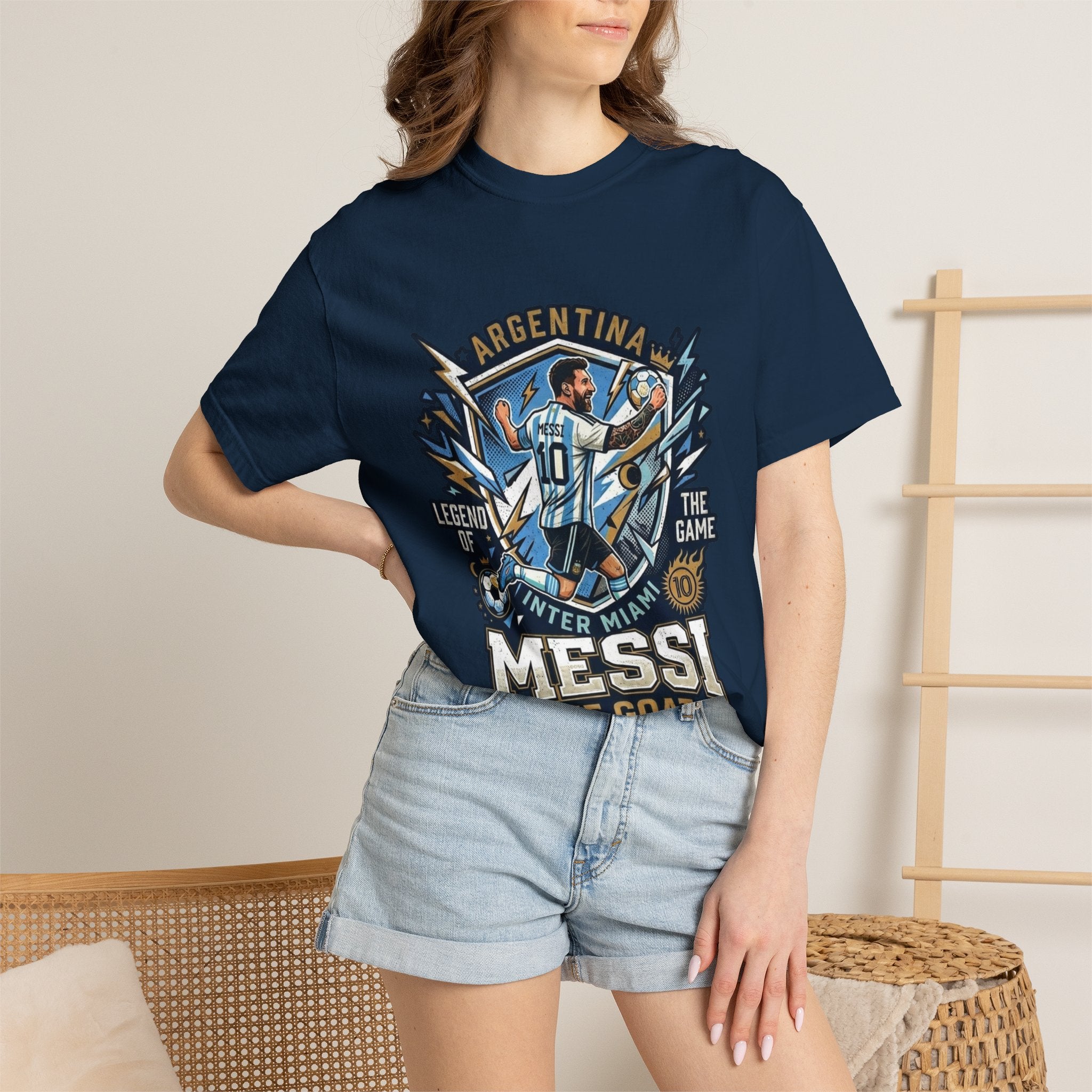 Messi "The GOAT" Soccer T-Shirt - Argentina Fan Version