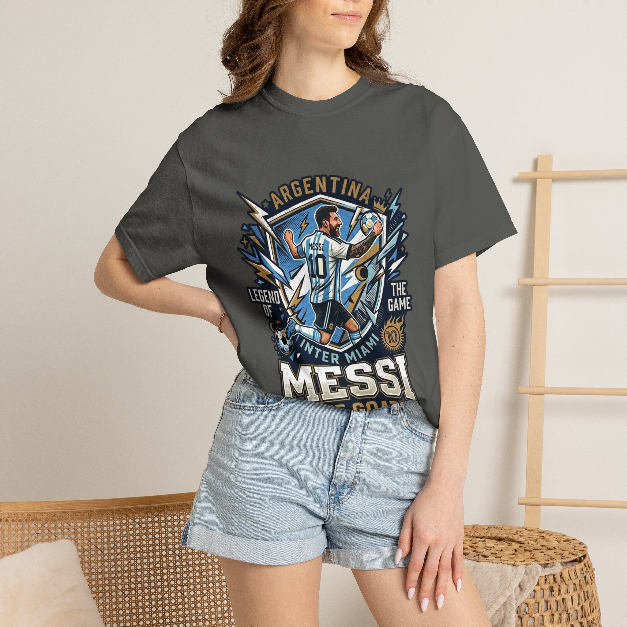 Messi "The GOAT" Soccer T-Shirt - Argentina Fan Version