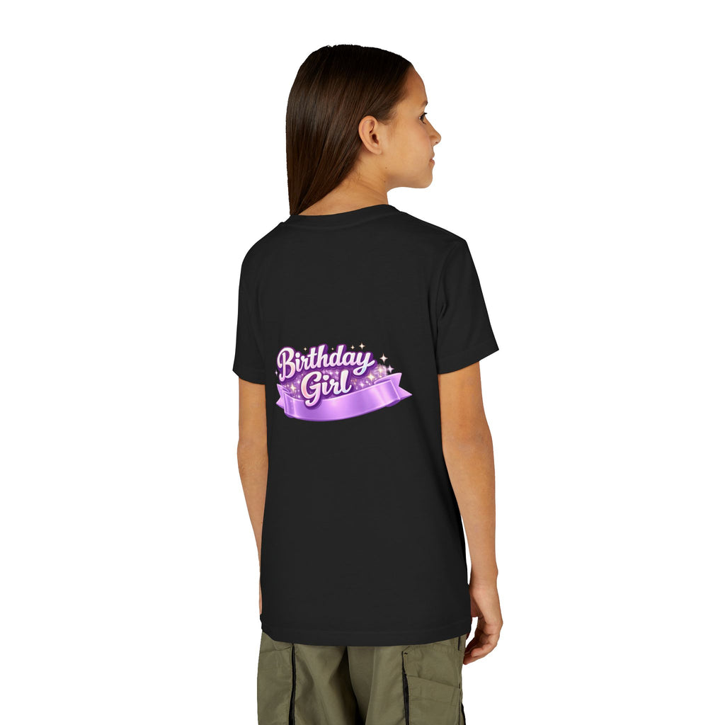 Girls' 5th Birthday Tee - 'Happy Birthday' Glitter Stars Design