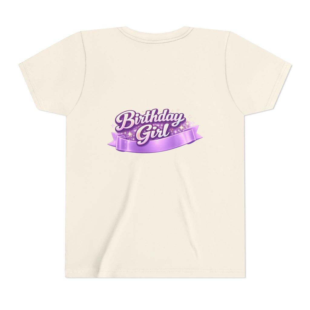 Girls' 5th Birthday Tee - 'Happy Birthday' Glitter Stars Design