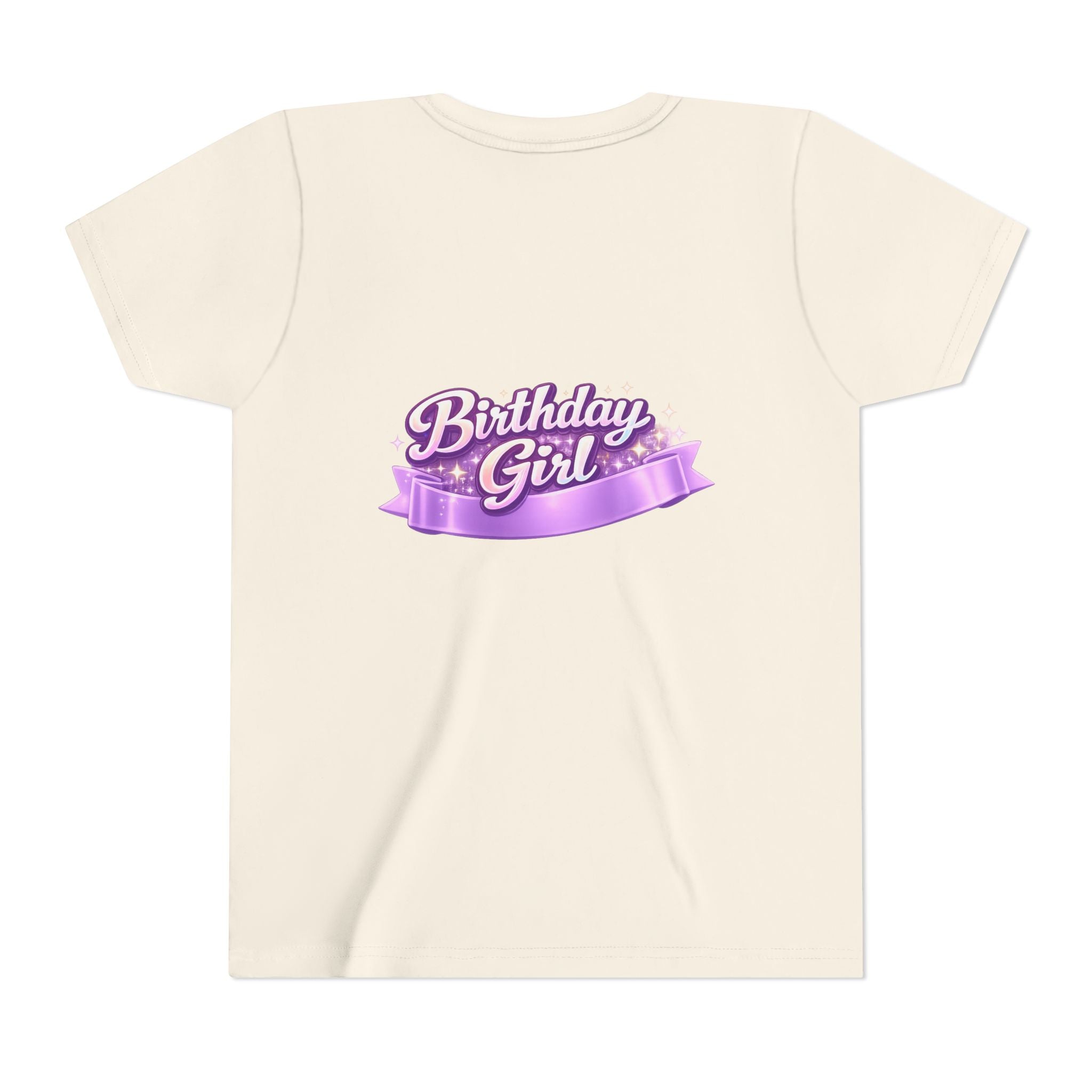 Girls' 5th Birthday Tee - 'Happy Birthday' Glitter Stars Design