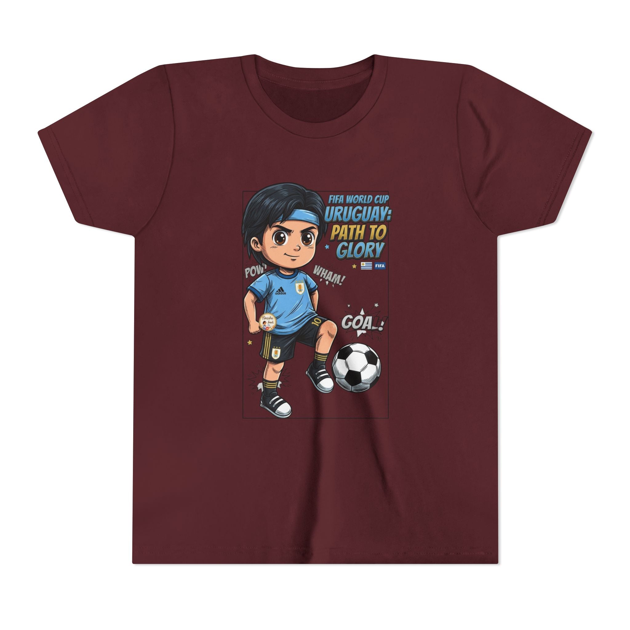 Youth Soccer Tee – Cute Cartoon Player "Ready to Score" Kids Jersey