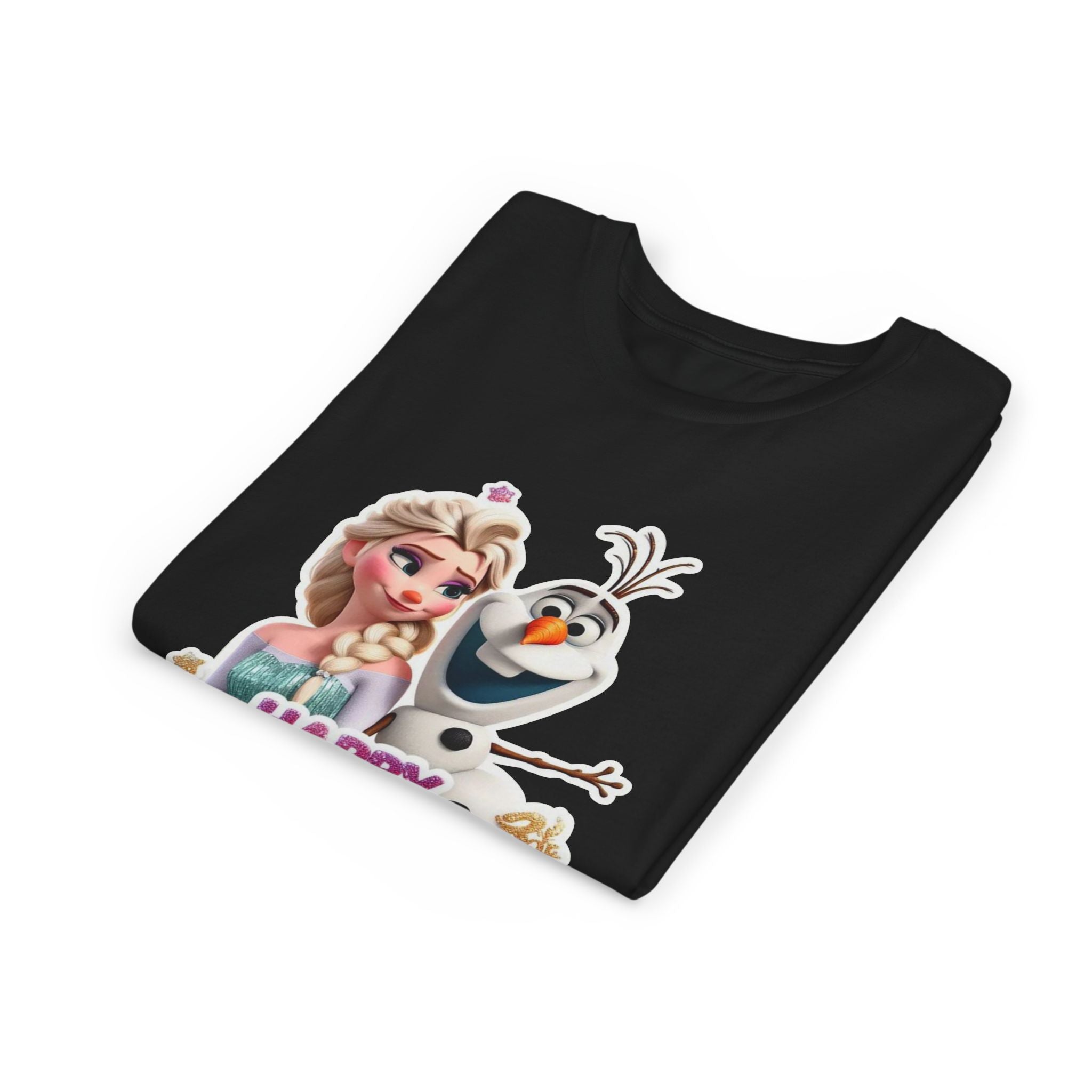 Kids' Birthday Tee - Cute Princess and Snowman "Happy Birthday" Graphic