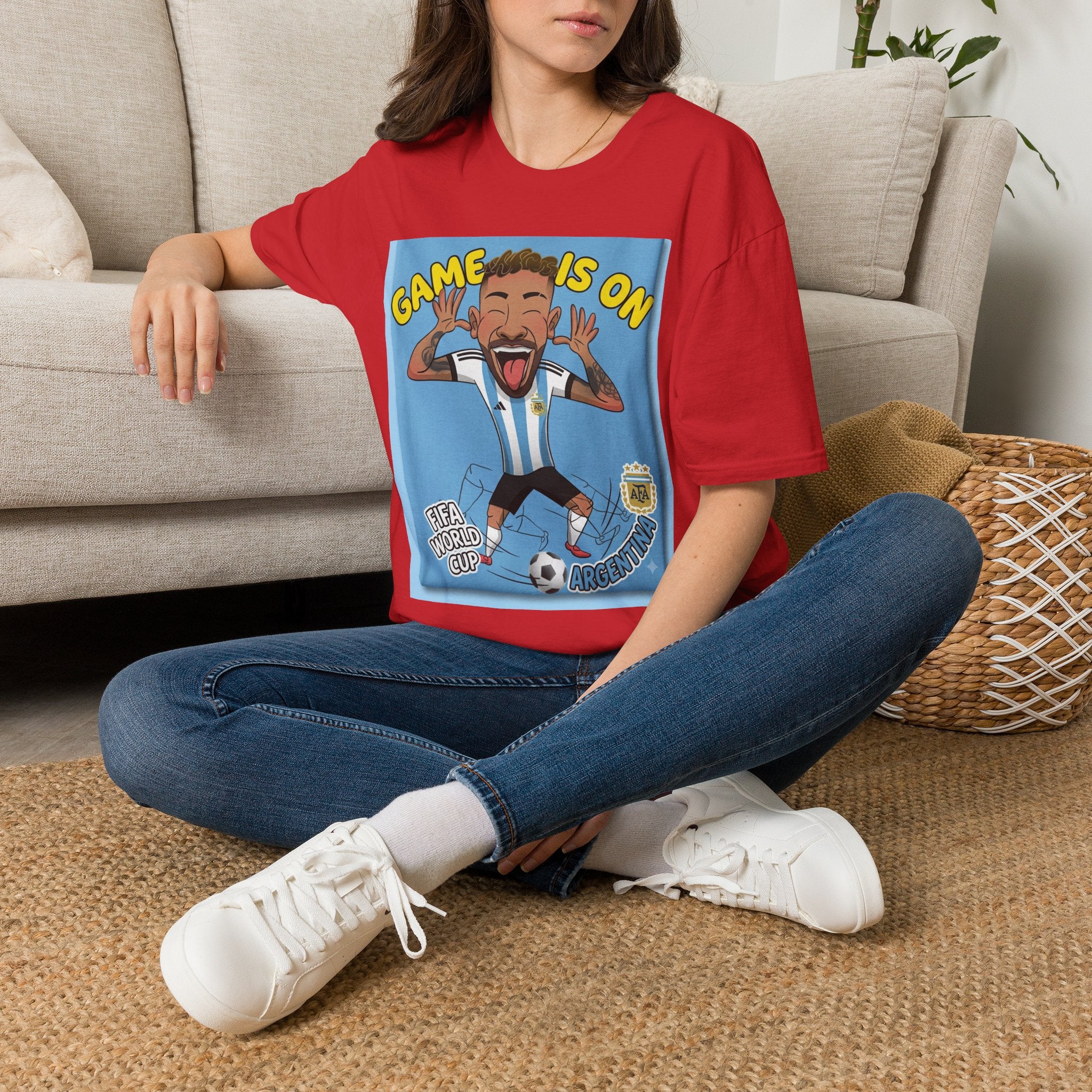 Soccer Fan T-Shirt — "Game Is On" Cartoon Player Graphic