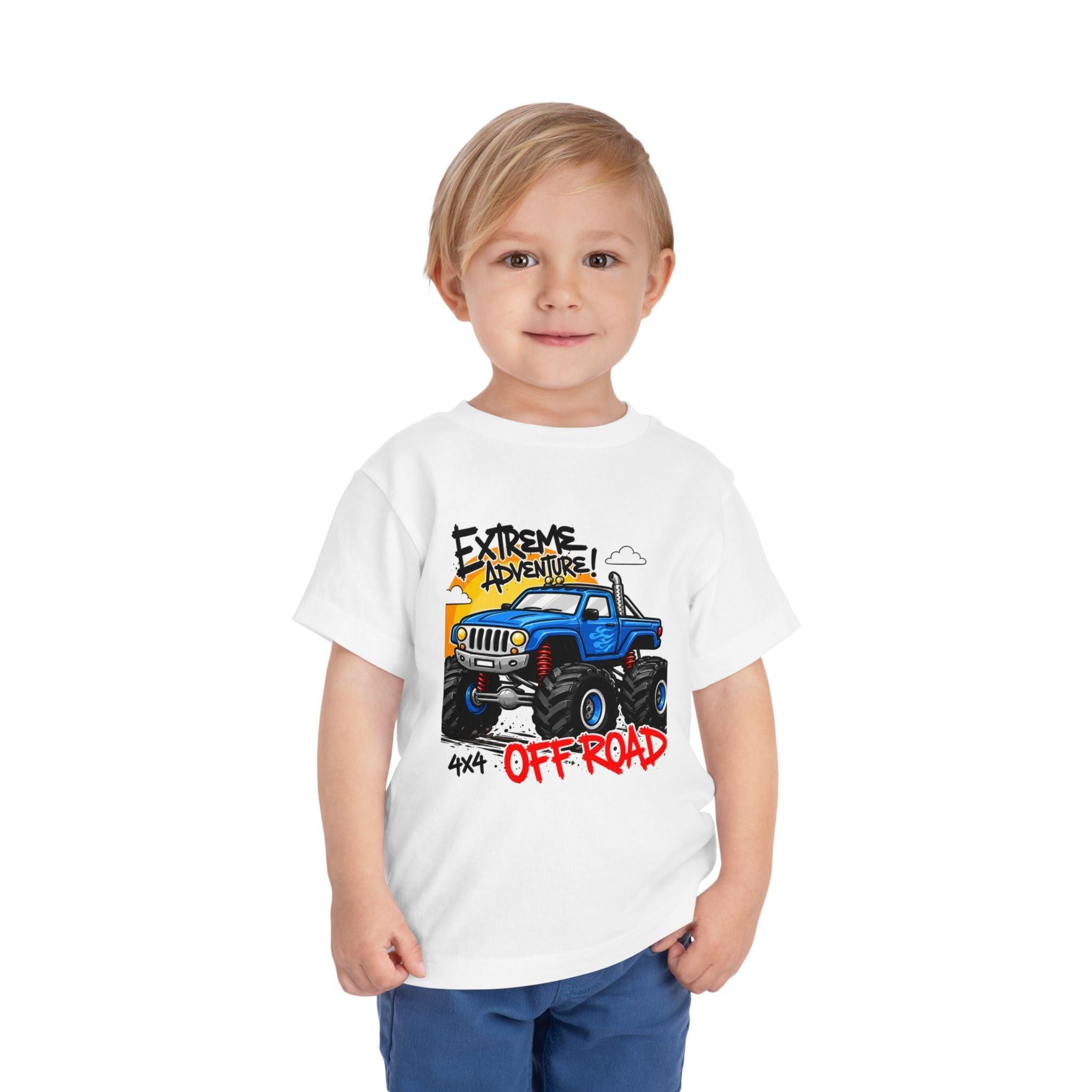 Toddler Tee - "Extreme Adventure 4x4 Off Road" Blue Monster Truck.