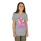Youth Tee — "Barbie Happy Birthday" Pink Birthday Graphic Shirt