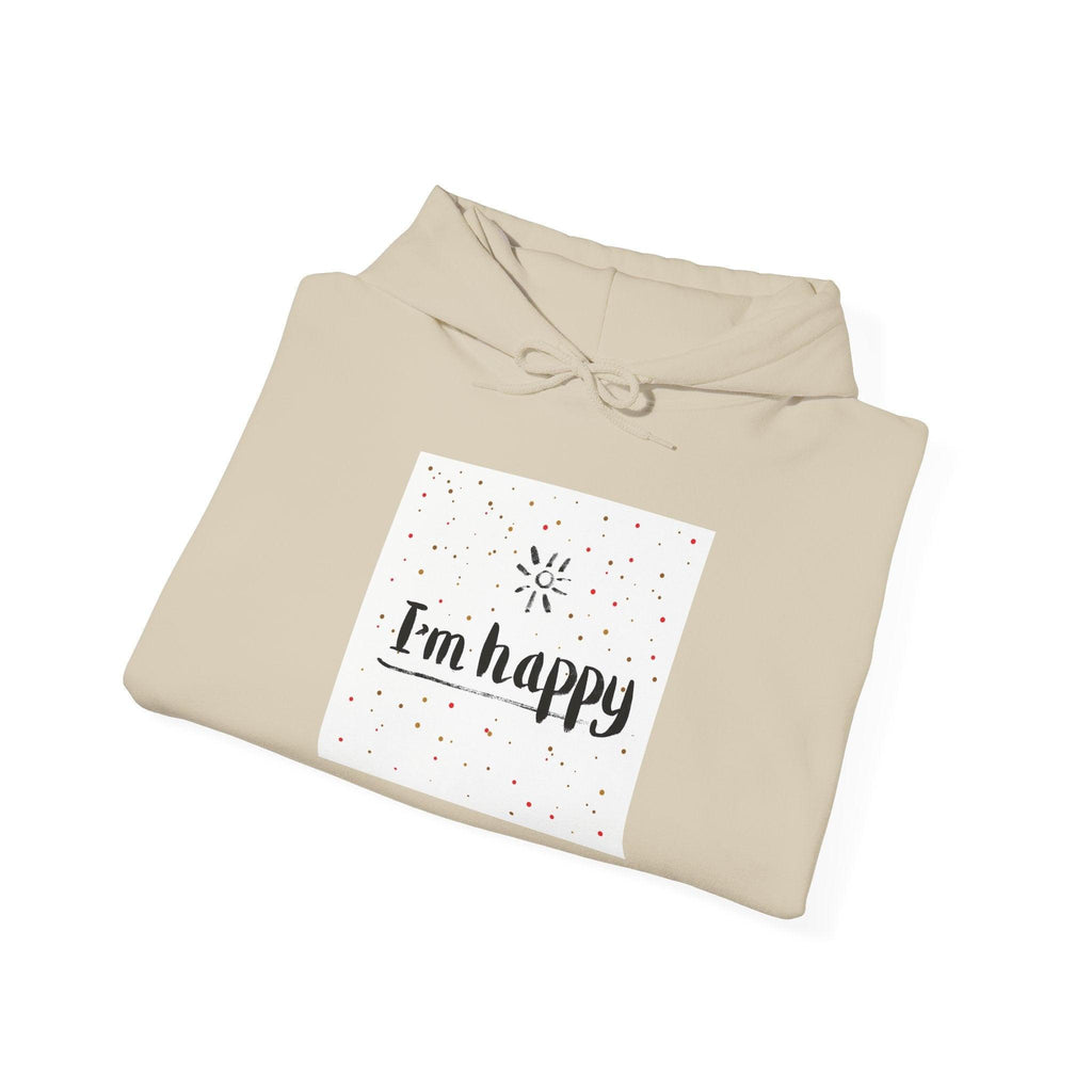 New Day Hoodie — "I'm Happy" Minimal Positive Graphic Sweatshirt.