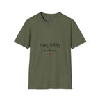 Happy Birthday Handsome T‑Shirt — Casual Birthday Tee with Script & Heart