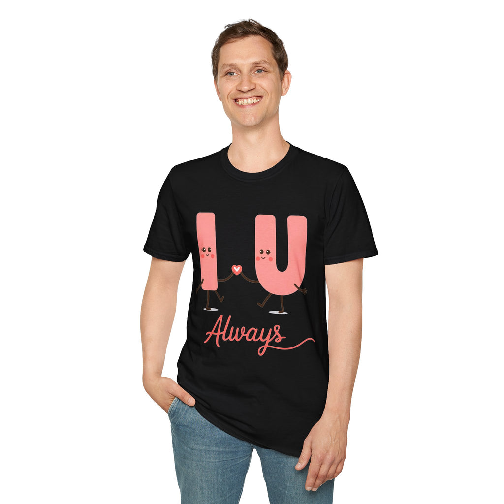 T-Shirt – Cute 'I  U Always' Kissing Letters Valentine's Tee