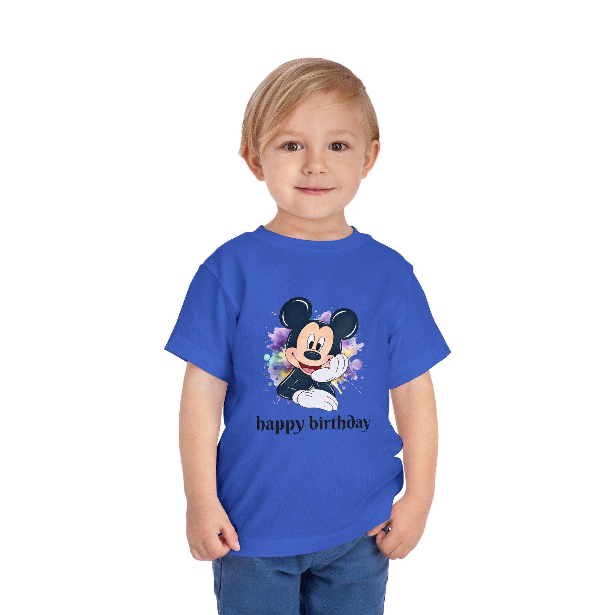 Toddler Tee — Cute Mickey "happy birthday" Birthday Shirt for Kids