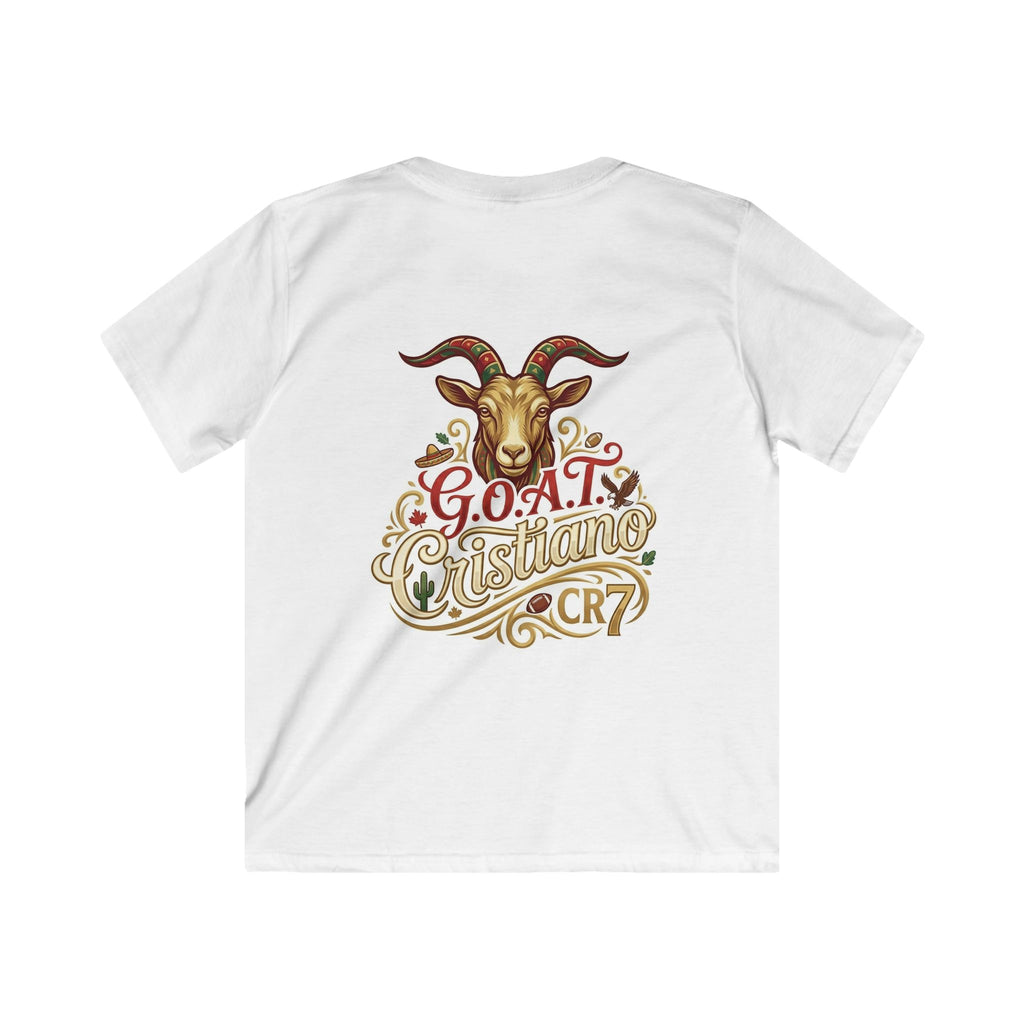 Kinder Fußball T-Shirt - „Feiere die WM 2026 Energie“ mit G.O.A.T. Cristiano CR7