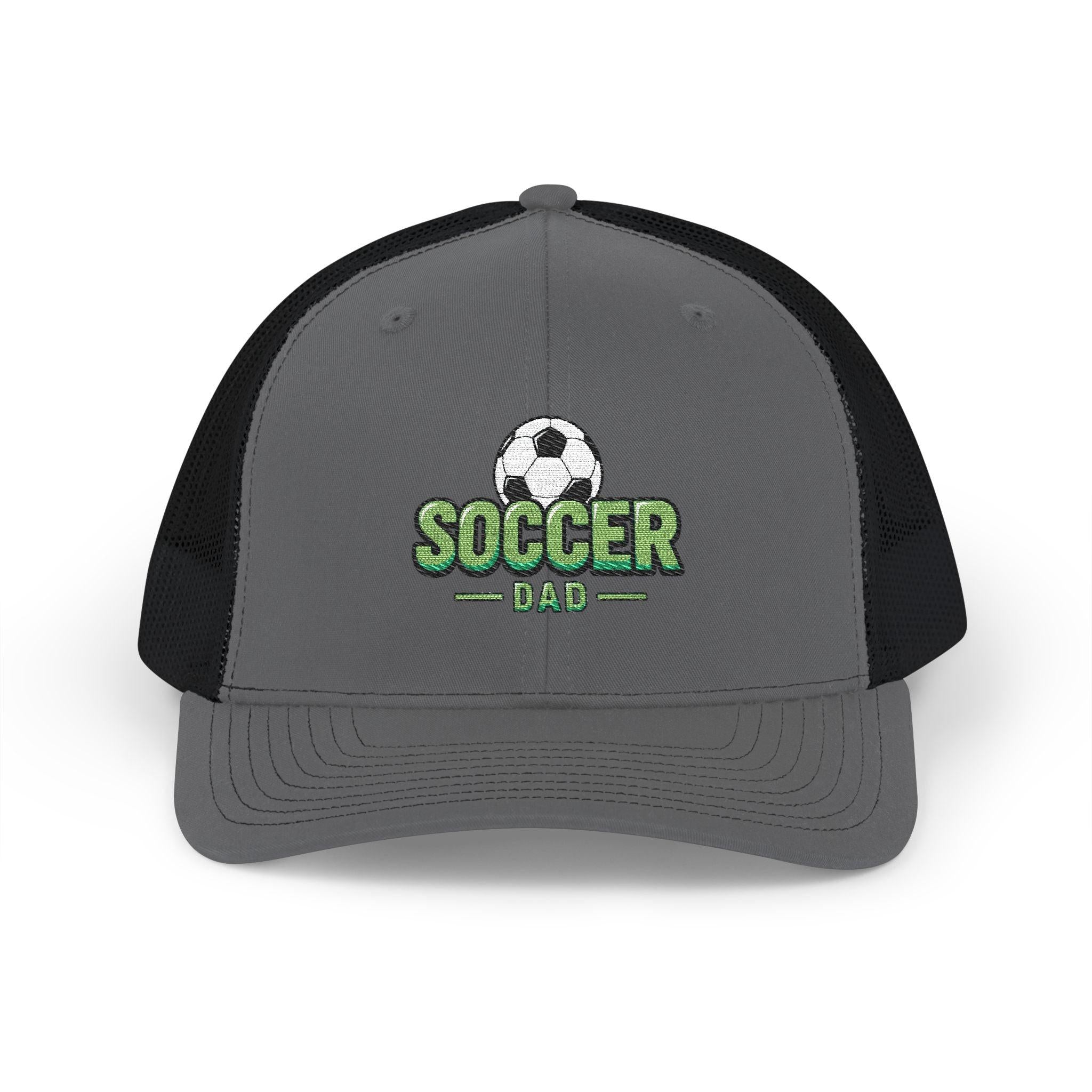 Soccer Dad Trucker cap– Embroidered Ball Design Snapback Cap.