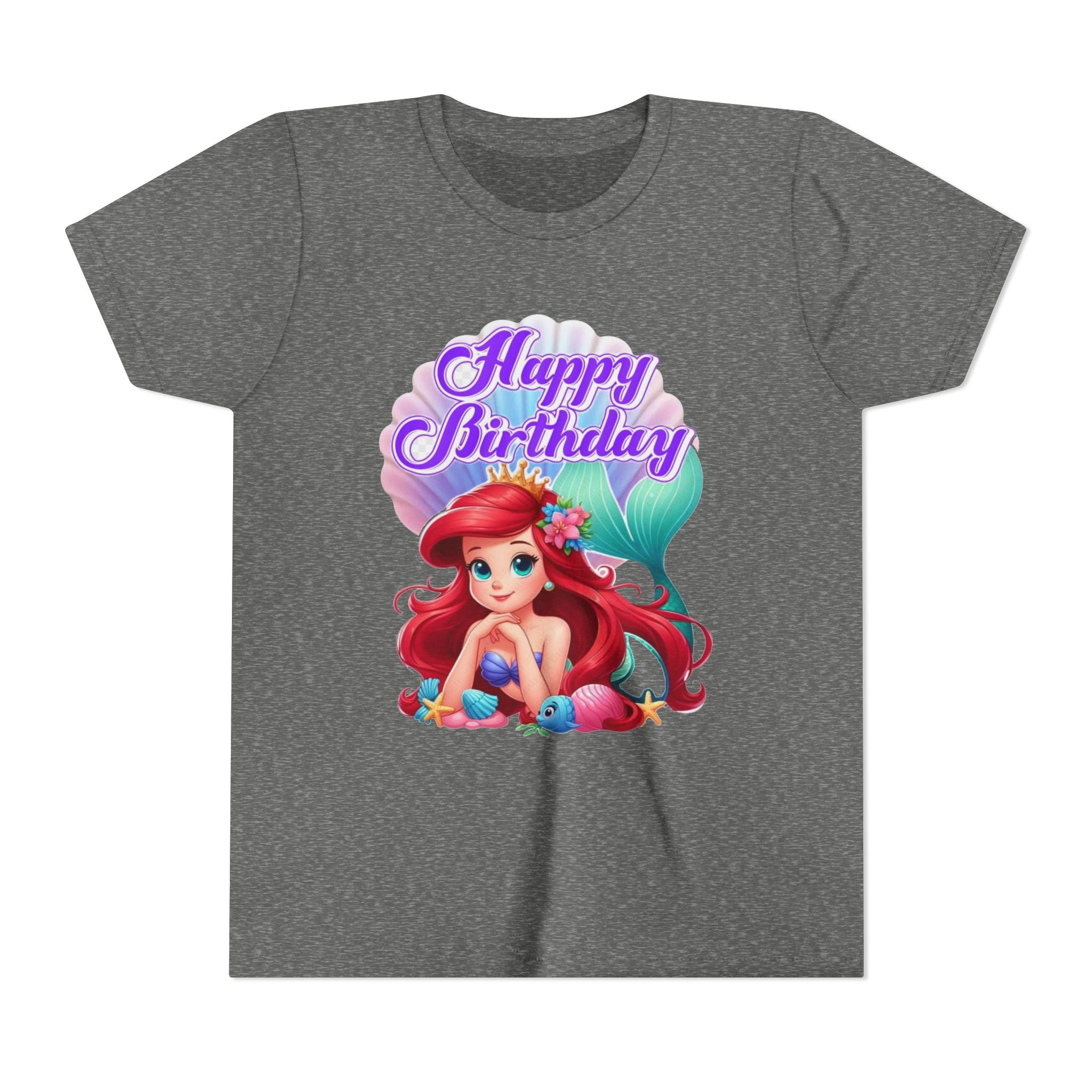 Birthday Youth Tee - Cute Mermaid "Happy Birthday" Graphic
