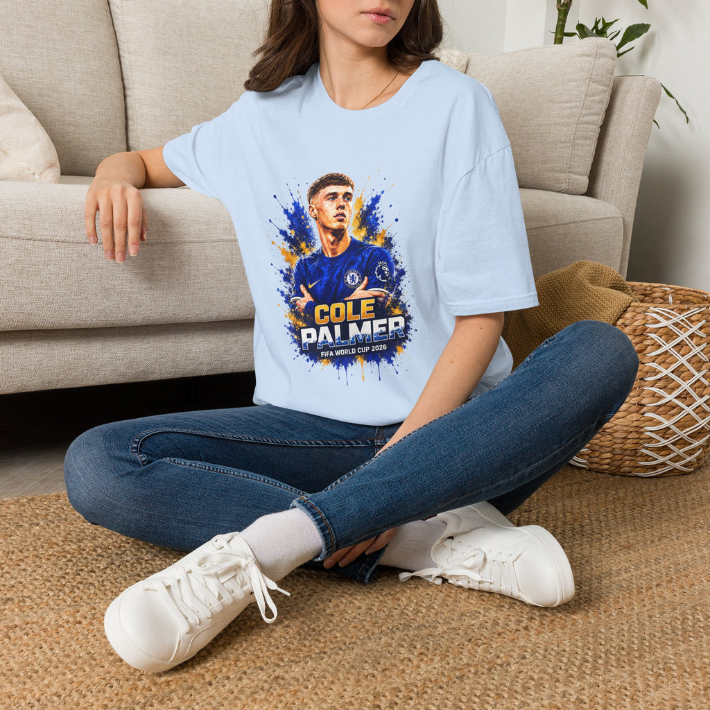 Soccer Player Graphic T-Shirt — 'England Legend' Blue Splash Design