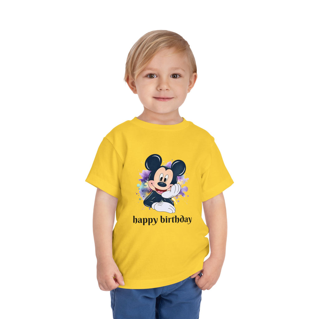 Toddler Tee — Cute Mickey "happy birthday" Birthday Shirt for Kids
