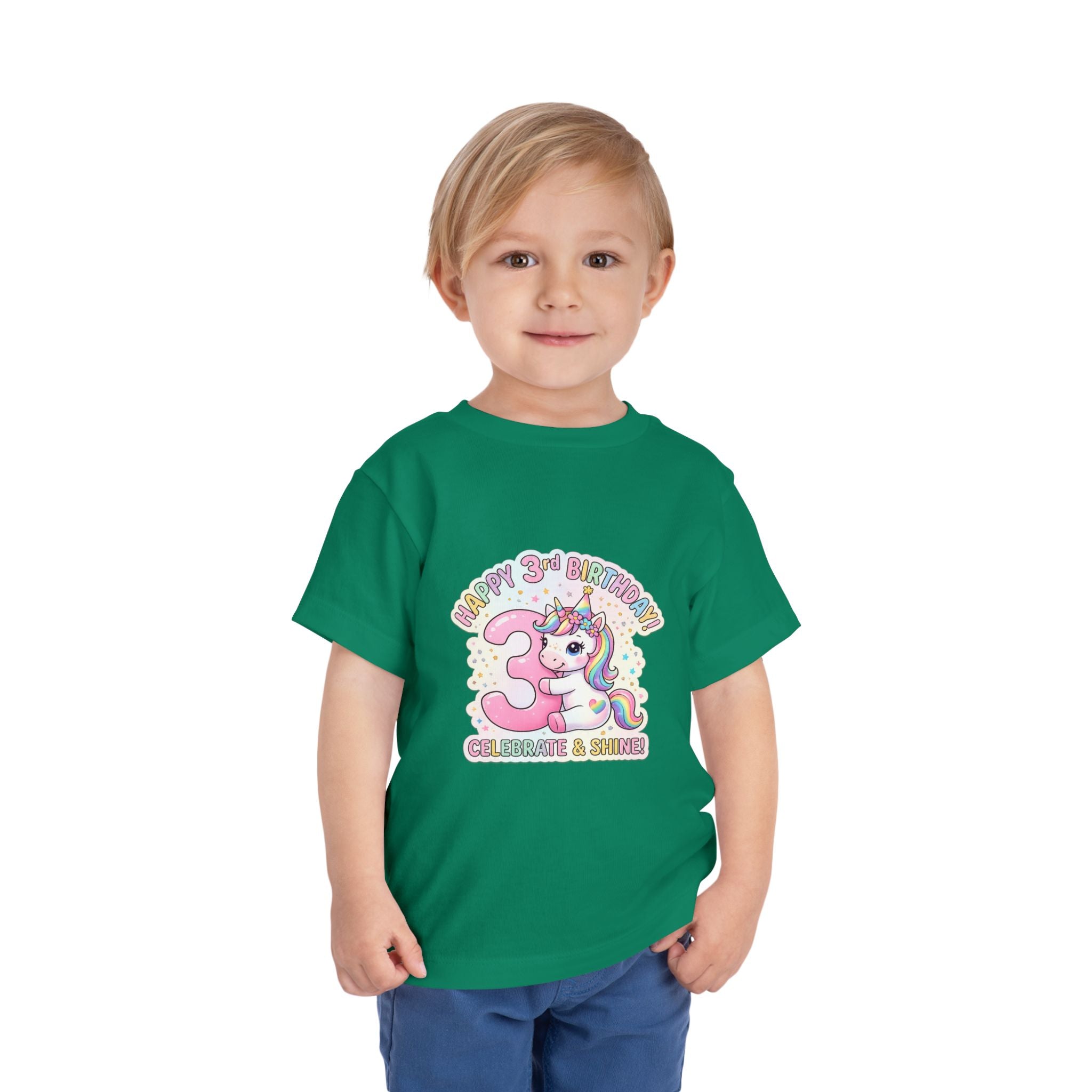 Toddler Unicorn 3rd Birthday Tee — "Happy 3rd Birthday!" Celebrate & Sparkle