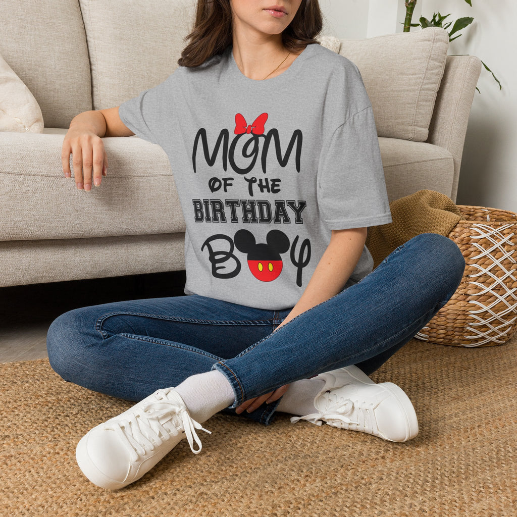 Mom of the Birthday Boy T-Shirt — Cute Minnie/Mickey Theme Disney Birthday Tee