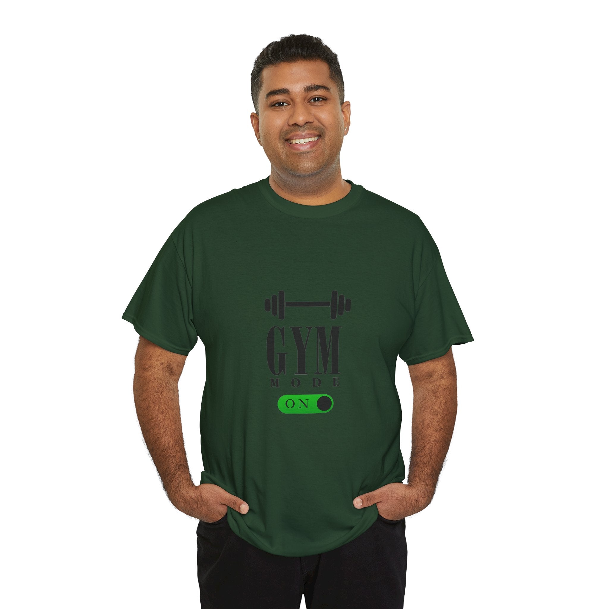 Gym Mode On T-Shirt — Workout Tee with Barbell Graphic