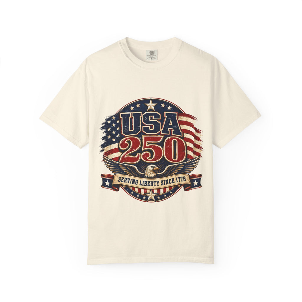 USA 250 T-Shirt — Patriotic "Serving Liberty Since 1776" Anniversary Tee