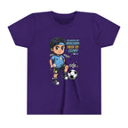 Youth Soccer Tee – Cute Cartoon Player "Ready to Score" Kids Jersey