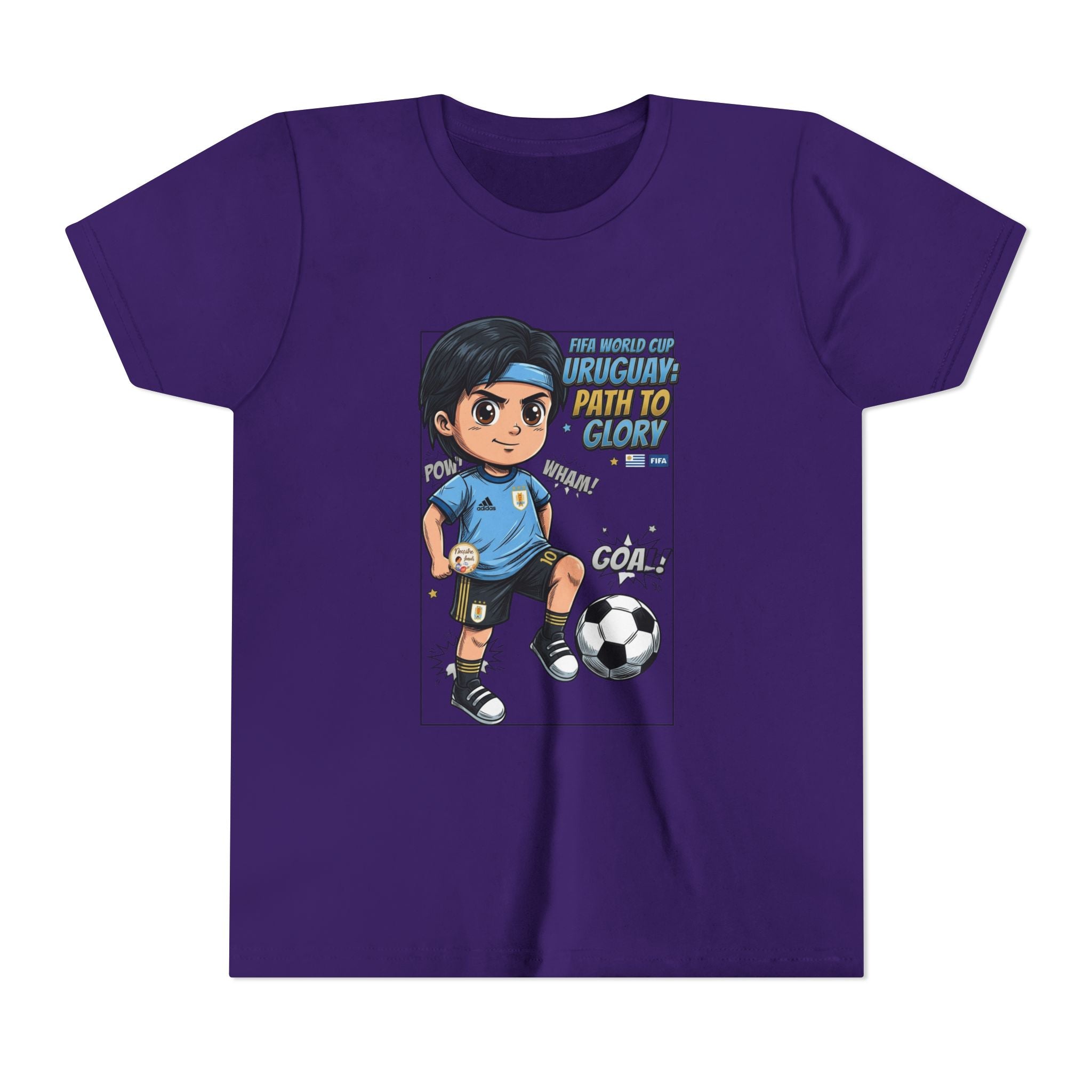 Youth Soccer Tee – Cute Cartoon Player "Ready to Score" Kids Jersey