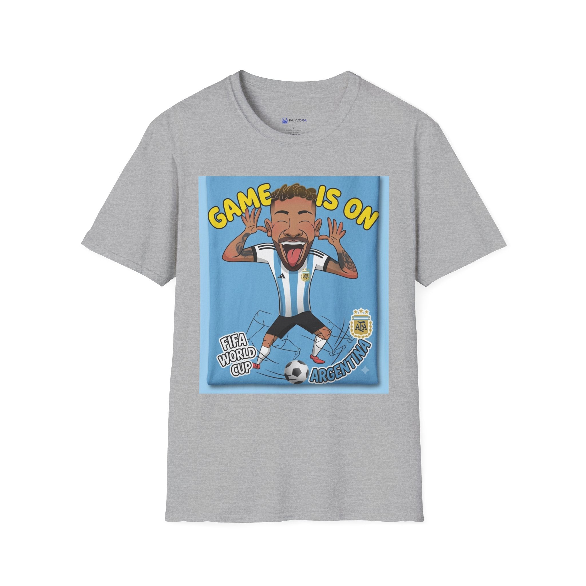 Soccer Fan T-Shirt — "Game Is On" Cartoon Player Graphic
