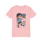 Youth Soccer Tee – Cute Cartoon Player "Ready to Score" Kids Jersey