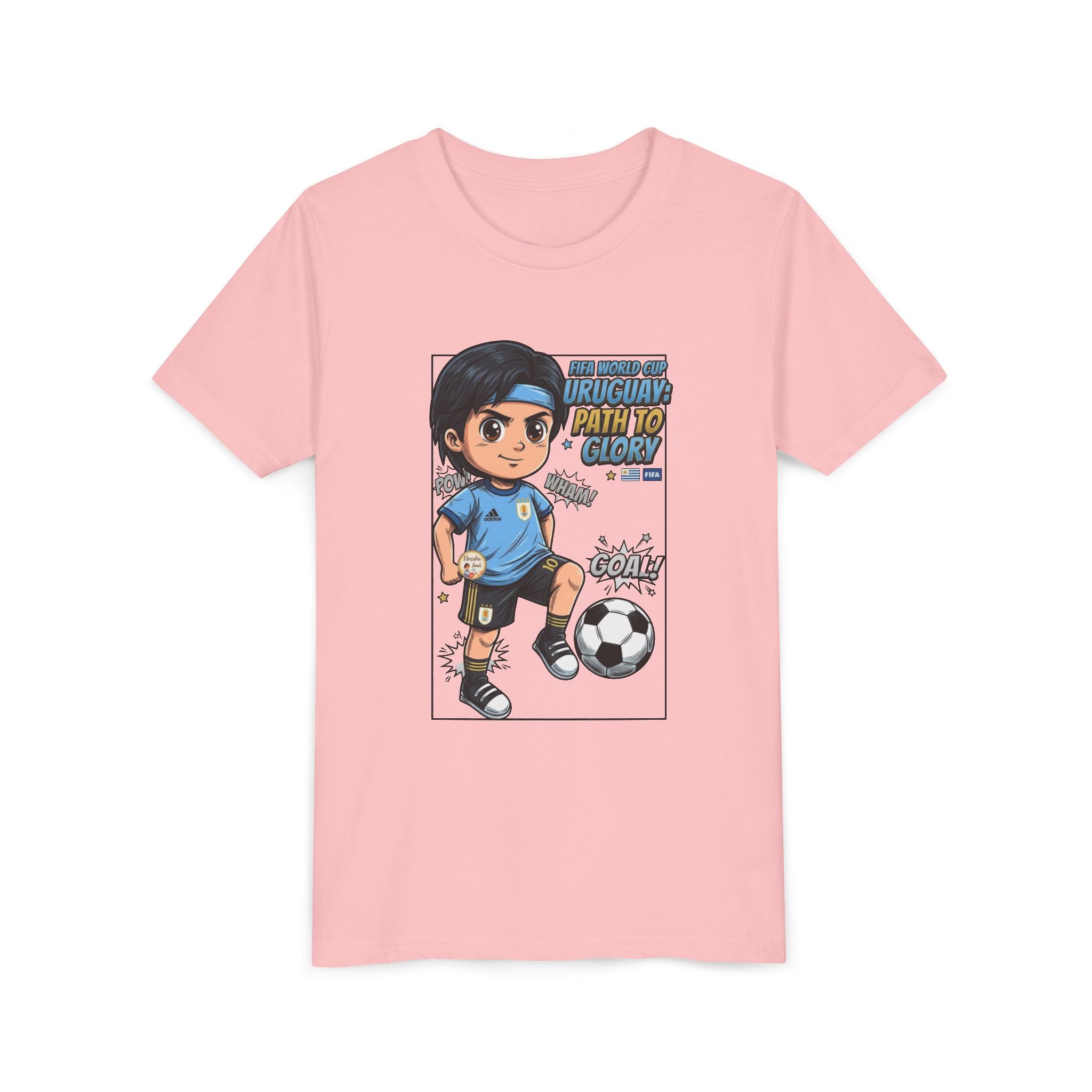 Youth Soccer Tee – Cute Cartoon Player "Ready to Score" Kids Jersey