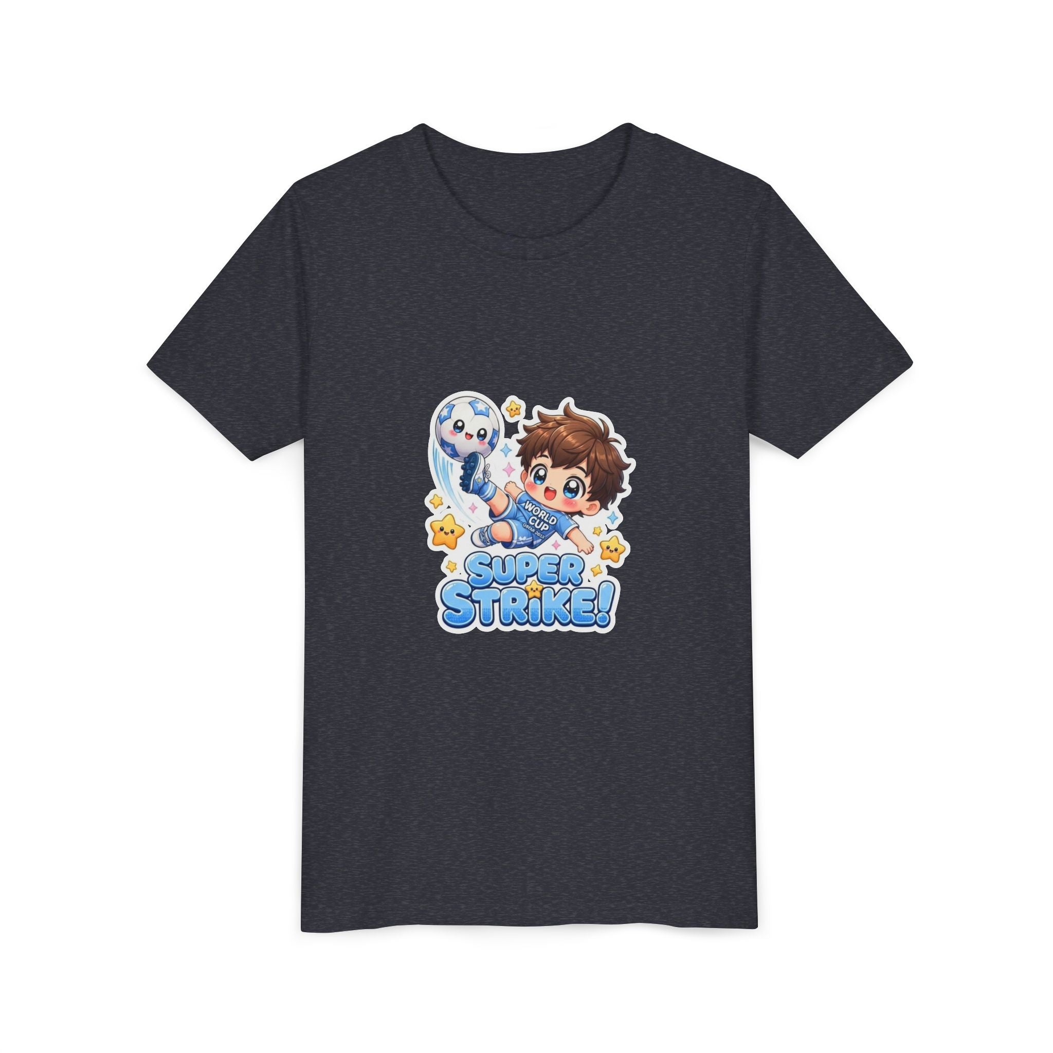 Youth Tee - Cute 'Super Strike!' Soccer Boy Graphic