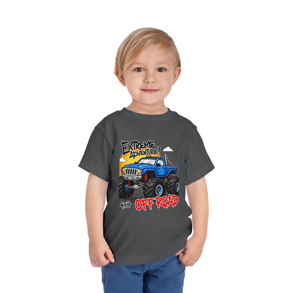 Toddler Tee - "Extreme Adventure 4x4 Off Road" Blue Monster Truck.