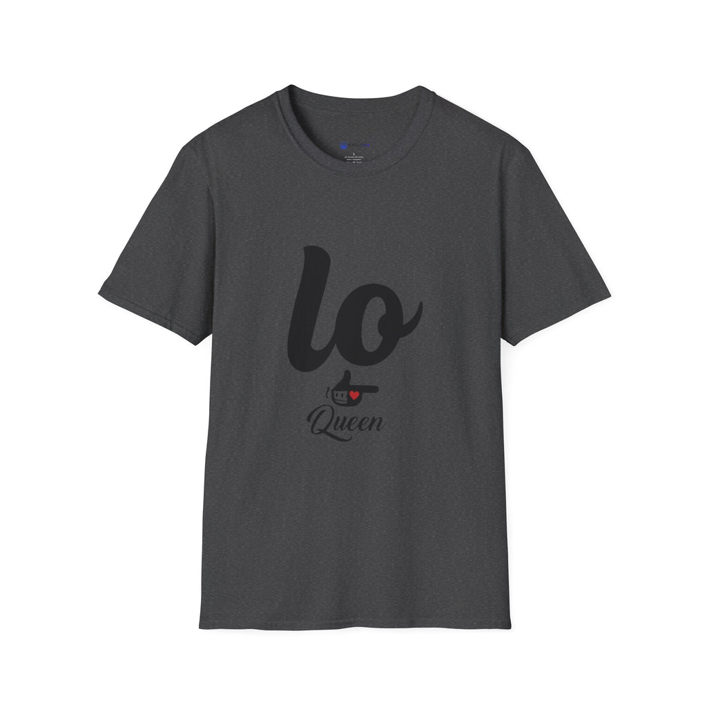 T-Shirt — 'Lo Queen' Playful Script Tee for Cat Lovers