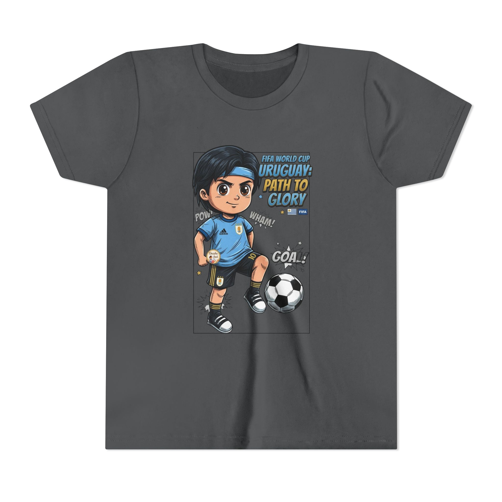 Youth Soccer Tee – Cute Cartoon Player "Ready to Score" Kids Jersey