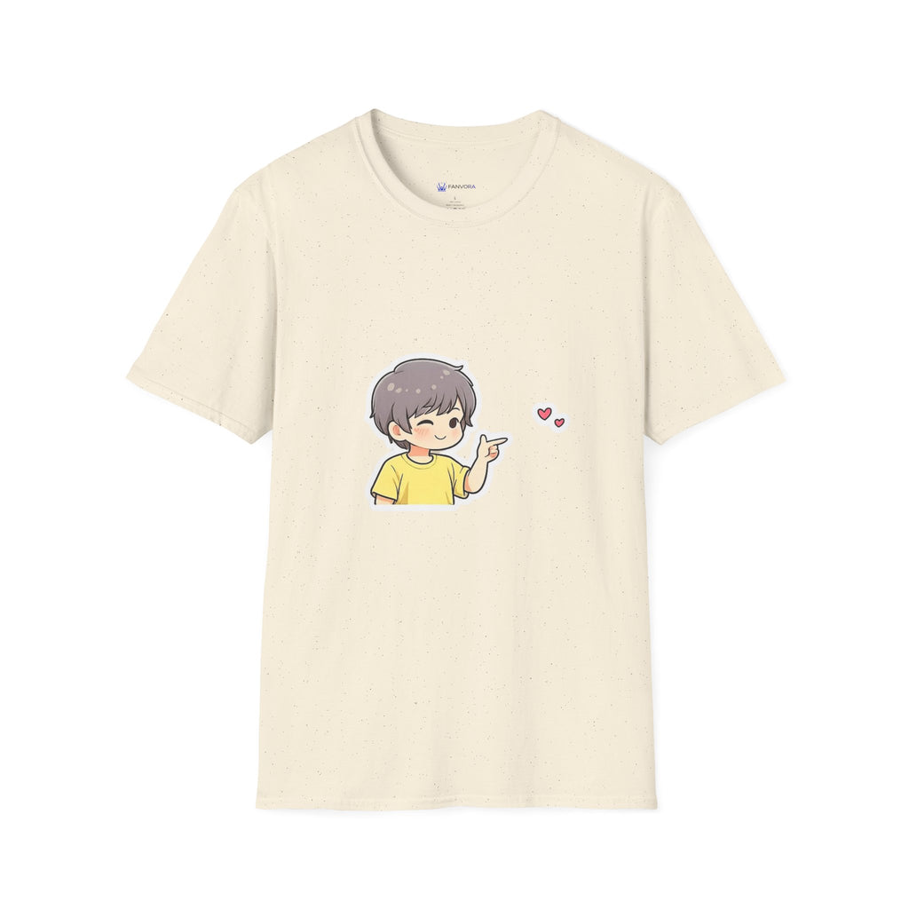 Cute Boy Waving Hearts T-Shirt — Cute Kawaii Cartoon Graphic Tee