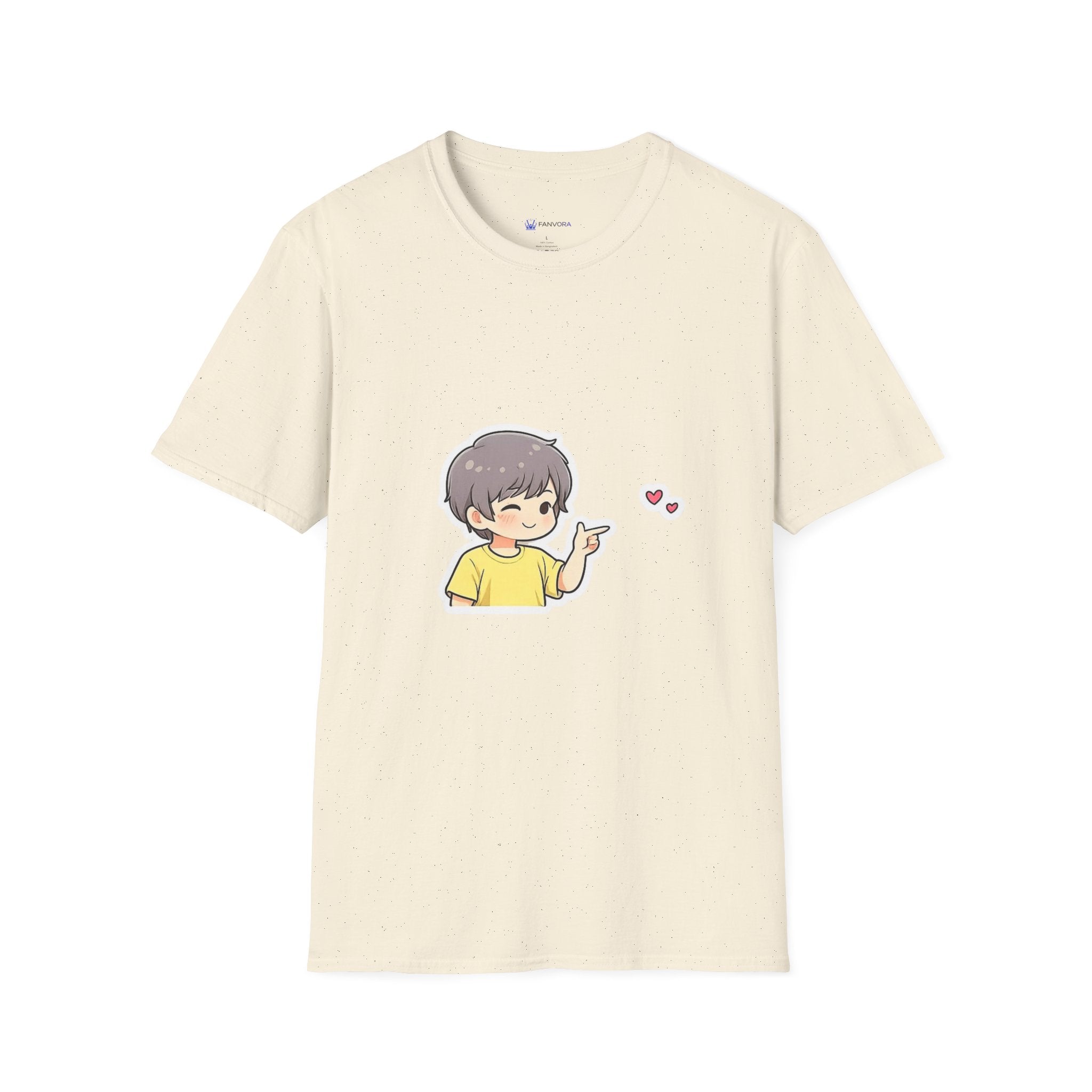 Cute Boy Waving Hearts T-Shirt — Cute Kawaii Cartoon Graphic Tee