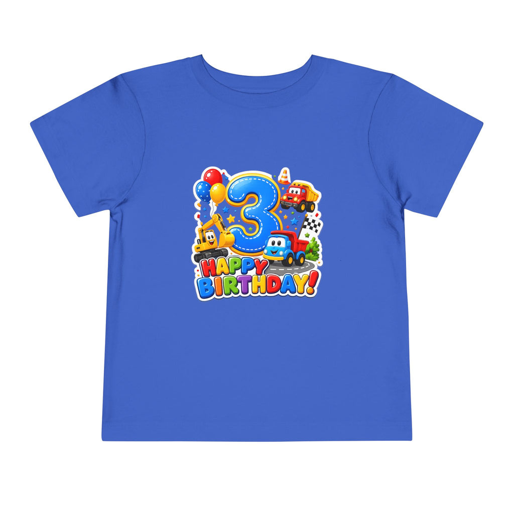 Toddler Birthday Tee — "3" Race Car Happy Birthday Shirt
