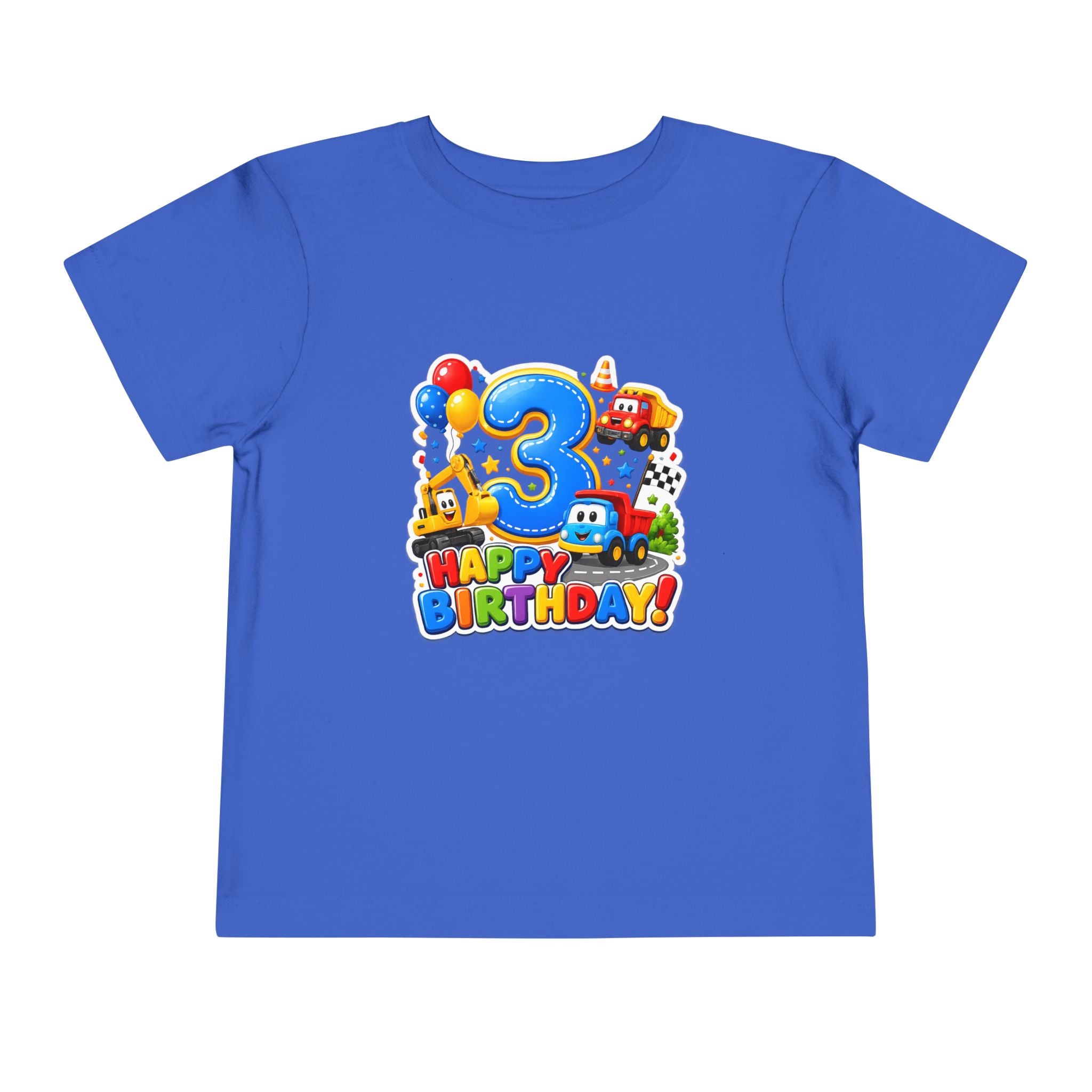 Toddler Birthday Tee — "3" Race Car Happy Birthday Shirt