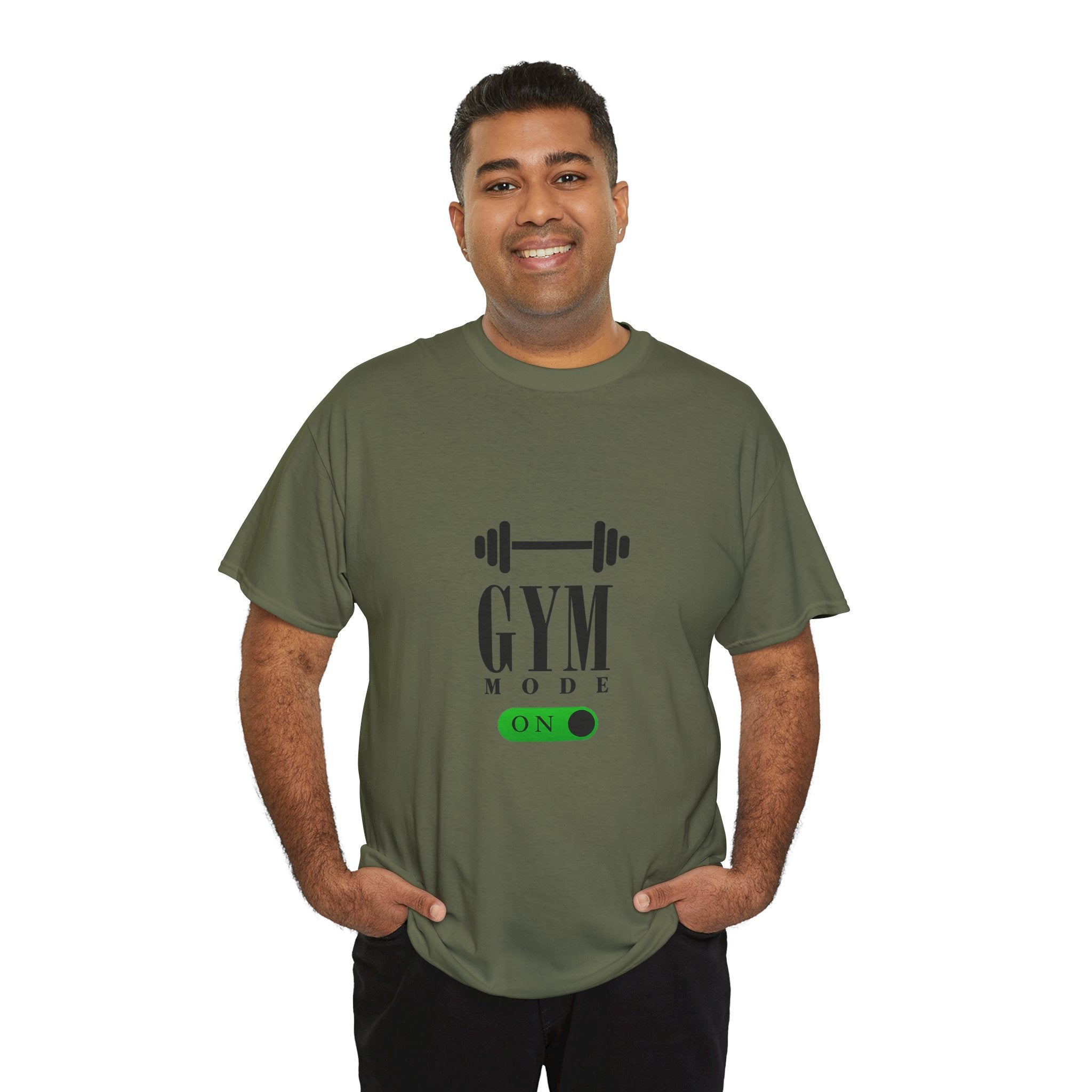 Gym Mode On T-Shirt — Workout Tee with Barbell Graphic